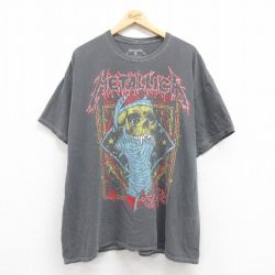 XL★古着 半袖 ロック バンド Tシャツ メンズ メタリカ パスヘッド 大きいサイズ コットン グレー 【spe】 25jul31 中古