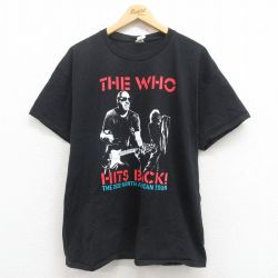 【50%OFF】XL★古着 ヘインズ Hanes 半袖 ロック バンド Tシャツ メンズ ザフー コットン クルーネック 黒 ブラック 25jul31 中古