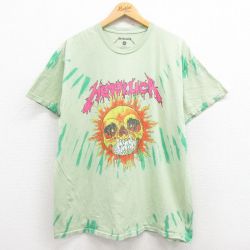 XL★古着 半袖 ロック バンド Tシャツ メンズ メタリカ パスヘッド コットン クルーネック 緑 グリーン タイダイ 【spe】 25jul31 中古