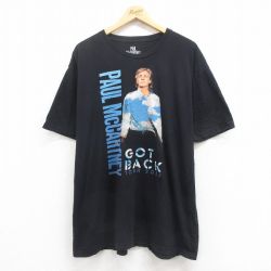 【20%OFF】XL★古着 半袖 ロック バンド Tシャツ メンズ ポールマッカートニー 大きいサイズ コットン クルーネック 黒 ブラック 25jul31 中古