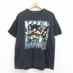 XL★古着 半袖 ロック バンド Tシャツ メンズ キッス モトリークルー クルーネック 黒 ブラック 25aug01 中古