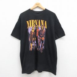 XL★古着 半袖 ロック バンド Tシャツ メンズ ニルバーナ ニルヴァーナ クルーネック 黒 ブラック 【spe】 25aug01 中古