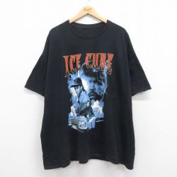 【50%OFF】XL★古着 半袖 ヒップホップ ラップ Tシャツ メンズ アイスキューブ 大きいサイズ コットン クルーネック 黒 ブラック 【spe】 25aug01 中古