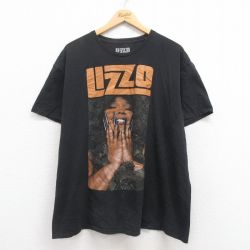 XL★古着 半袖 ヒップホップ ラップ Tシャツ メンズ リゾ LIZZO 大きいサイズ コットン 黒 ブラック 25aug01 中古