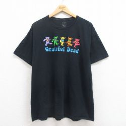 XL★古着 半袖 ロック バンド Tシャツ メンズ グレイトフルデッド コットン クルーネック 黒 ブラック 25aug01 中古