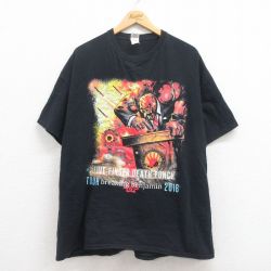 【50%OFF】XL★古着 半袖 ロック バンド Tシャツ メンズ ファイブフィンガーデスパンチ コットン クルーネック 黒 ブラック 25aug01 中古