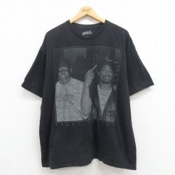 XL★古着 半袖 ヒップホップ ラップ Tシャツ メンズ ノトーリアスBIG トゥパック 2パック 2PAC 大きいサイズ コットン クルーネック 黒 ブラック 25aug01 中古