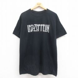 XL★古着 半袖 ロック バンド Tシャツ メンズ レッドツェッペリン クルーネック 黒 ブラック 25aug01 中古