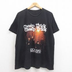 XL★古着 TULTEX 半袖 ロック バンド Tシャツ メンズ チープトリック 大きいサイズ コットン クルーネック 黒 ブラック 25aug04 中古