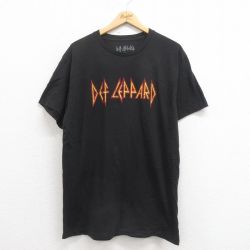 【50%OFF】XL★古着 半袖 ロック バンド Tシャツ メンズ デフレパード クルーネック 黒 ブラック 25aug04 中古