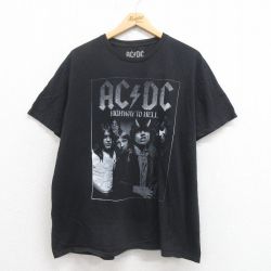 【50%OFF】XL★古着 半袖 ロック バンド Tシャツ メンズ AC/DC コットン クルーネック 黒 ブラック 25aug04 中古
