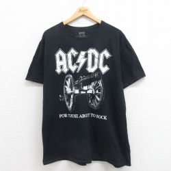XL★古着 半袖 ロック バンド Tシャツ メンズ AC/DC 大きいサイズ コットン クルーネック 黒 ブラック 25aug06 中古