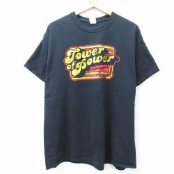 XL★古着 半袖 ロック バンド Tシャツ メンズ タワーオブパワー コットン クルーネック 黒 ブラック 25aug07 中古