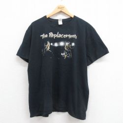 XL★古着 半袖 ロック バンド Tシャツ メンズ リプレイスメンツ 大きいサイズ コットン クルーネック 黒 ブラック 25aug18 中古