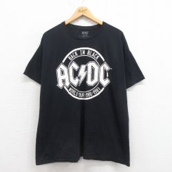 XL★古着 半袖 ロック バンド Tシャツ メンズ AC/DC 大きいサイズ コットン クルーネック 黒 ブラック 25aug18 中古