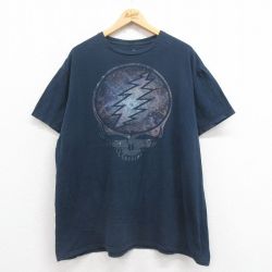 XL★古着 リップルジャンクション 半袖 ロック バンド Tシャツ メンズ グレイトフルデッド 大きいサイズ コットン クルーネック 黒 ブラック 25aug18 中古