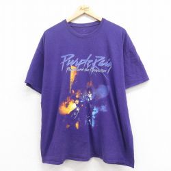 XL★古着 半袖 ロック バンド Tシャツ メンズ プリンス 大きいサイズ コットン クルーネック 紫 パープル 25aug19 中古