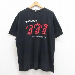 XL★古着 半袖 ロック バンド Tシャツ メンズ ポリス 大きいサイズ コットン クルーネック 黒 ブラック 25aug19 中古