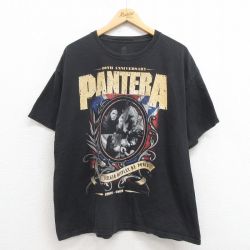 XL★古着 ヘインズ Hanes 半袖 ロック バンド Tシャツ メンズ パンテラ 20周年記念 大きいサイズ コットン クルーネック 黒 ブラック 25aug21 中古