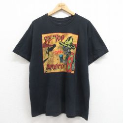 XL★古着 半袖 ロック バンド Tシャツ メンズ ZZトップ コットン クルーネック 黒 ブラック 25aug21 中古