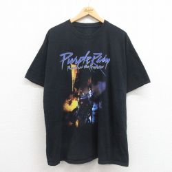 XL★古着 半袖 ロック バンド Tシャツ メンズ プリンス 大きいサイズ コットン クルーネック 黒 ブラック 25aug21 中古