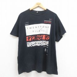 XL★古着 半袖 ロック バンド Tシャツ メンズ トゥエンティワンパイロッツ 大きいサイズ コットン クルーネック 黒 ブラック 25aug21 中古