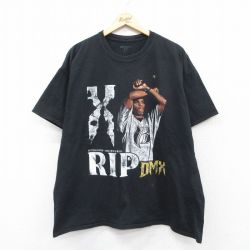 【50%OFF】XL★古着 半袖 ヒップホップ ラップ Tシャツ メンズ 大きいサイズ クルーネック 黒 ブラック 25aug28 中古
