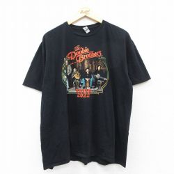 【20%OFF】XL★古着 半袖 ロック バンド Tシャツ メンズ ドゥービーブラザーズ 大きいサイズ コットン クルーネック 黒 ブラック 25aug28 中古