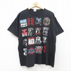 XL★古着 半袖 ロック バンド Tシャツ メンズ AC/DC コットン クルーネック 黒 ブラック 【spe】 25aug28 中古