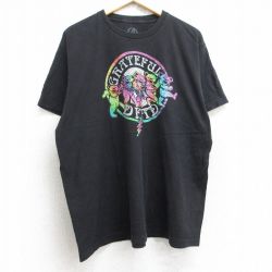 XL★古着 半袖 ロック バンド Tシャツ メンズ グレイトフルデッド コットン クルーネック 黒 ブラック 25aug28 中古