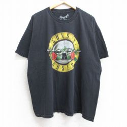 XL★古着 半袖 ロック バンド Tシャツ メンズ ガンズアンドローゼズ 大きいサイズ クルーネック 黒 ブラック 25aug29 中古