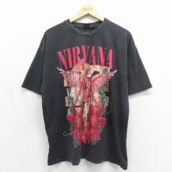 XL★古着 半袖 ロック バンド Tシャツ メンズ ニルバーナ ニルヴァーナ インユーテロ コットン クルーネック 黒【spe】 26may12