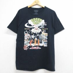 L★古着 半袖 ロック バンド Tシャツ メンズ グリーンデイ コットン クルーネック ブラック【spe】 26jun04