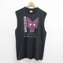 L★古着 フルーツオブザルーム ノースリーブ ビンテージ Tシャツ メンズ 90年代 90s ローグス ロックンロール クルーネック 黒 ブラック 24jun07 中古