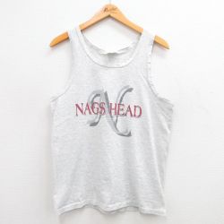 【50%OFF】L★古着 ビンテージ タンクトップ メンズ 90年代 90s NAGS HEAD コットン クルーネック USA製 薄グレー 霜降り 24jun13 中古