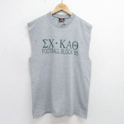 L★古着 ビンテージ ロック バンド ノースリーブ Tシャツ メンズ 90年代 90s ビートルズ The Beatles フットボール クルーネック USA製 グレー 霜降り 【spe】 24jun21 中古