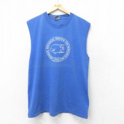 【50%OFF】オニータ 90s ノースリーブTシャツ 魚 ブルー XL | 古着