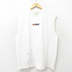 【50%OFF】XL★古着 ナイキ NIKE ノースリーブ ビンテージ Tシャツ メンズ 90年代 90s ワンポイントロゴ 大きいサイズ コットン クルーネック 白 ホワイト 【spe】 24jul02 中古