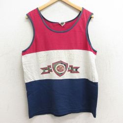 XL★古着 ビンテージ タンクトップ メンズ 90年代 90s シントマールテン マルチカラー コットン クルーネック USA製 薄グレー 霜降り 24jul15 中古