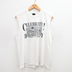 L★古着 スクリーンスターズ ビンテージ ノースリーブ Tシャツ メンズ 90年代 90s ハーキマー 家 クルーネック USA製 白 ホワイト 24jul20 中古