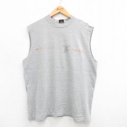 L★古着 ビンテージ ノースリーブ Tシャツ メンズ 00年代 00s 漢字 TRIPLE 5 SOUL コットン クルーネック グレー 霜降り 24jul31 中古