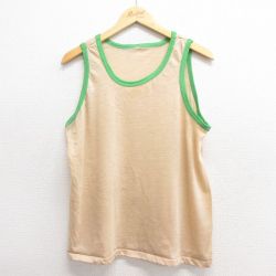 L★古着 ビンテージ タンクトップ メンズ 80年代 80s 無地 ベージュ カーキ 25may27 中古