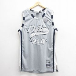 XL★古着 タンクトップ メンズ ダラス 大きいサイズ ロング丈 メッシュ地 グレー ユニフォーム ゲームシャツ 25may27 中古
