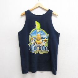 L★古着 ビンテージ タンクトップ メンズ 00年代 00s コロナ コットン 紺 ネイビー 25may27 中古