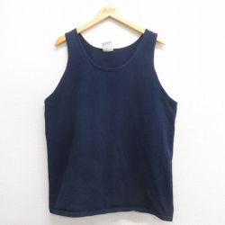 【50%OFF】XL★古着 ビンテージ タンクトップ メンズ 90年代 90s 無地 コットン USA製 紺 ネイビー 25may28 中古