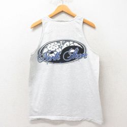 L★古着 ビンテージ タンクトップ メンズ 90年代 90s ハイビスカス コットン USA製 グレー 霜降り 25jun06 中古