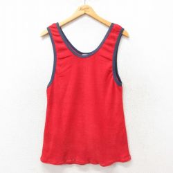 M★古着 KING SIZE ビンテージ タンクトップ メンズ 80年代 80s パイル地 赤 レッド 25jun06 中古