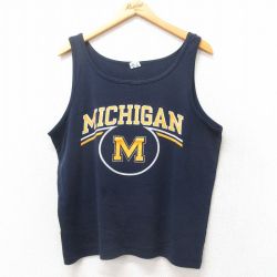 L★古着 チャンピオン champion ビンテージ タンクトップ メンズ 80年代 80s ミシガン USA製 紺 ネイビー 25jun06 中古