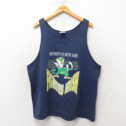 XL★古着 ヘインズ Hanes ビンテージ タンクトップ メンズ 80年代 80s ノートルダム USA製 紺 ネイビー 25jun06 中古