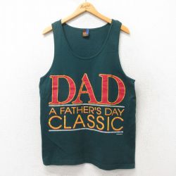 L★古着 ビンテージ タンクトップ メンズ 90年代 90s DAD コットン USA製 緑 グリーン 25jun07 中古